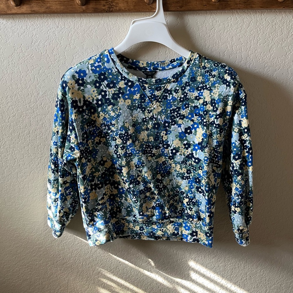 Ann Taylor Floral Print Sweatshirt | Size XXSP | Multicolor | 100% Cotton